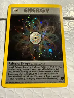Rainbow Energy 17/82 Team Rocket Holo Pokemon Card WOTC - BEAUTIFUL SWIRL - Image 1
