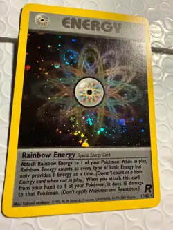 Rainbow Energy 17/82 Team Rocket Holo Pokemon Card WOTC - BEAUTIFUL SWIRL - Image 2