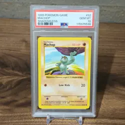 1999 Pokemon Card Base Set Machop Shadowless #52 PSA 10 Gem Mint - Image 1