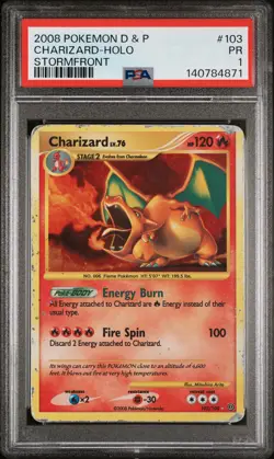 2008 POKEMON DIAMOND & PEARL STORMFRONT #103 CHARIZARD-HOLO PSA 1 - Image 1