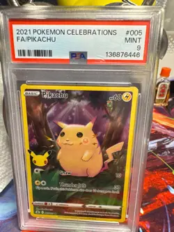 2021 POKEMON CELEBRATIONS #005 FULL ART/PIKACHU PSA 9 - Image 1