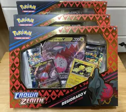(3) Pokemon Crown Zenith Regidrago V Collection Box Factory Sealed - Image 1
