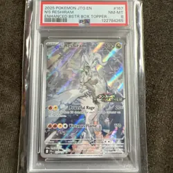 2025 POKEMON JOURNEY TOGETHER #167 N's RESHIRAM ENHANCED BSTR BOX TOP PSA 8 - Image 1