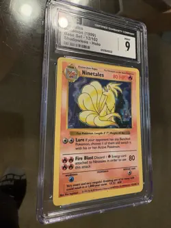 1999 Pokemon TCG Base Set Shadowless Ninetales Holo 12/102 CGC 9 - Image 3
