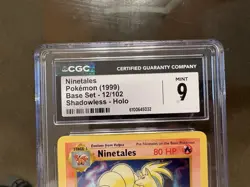 1999 Pokemon TCG Base Set Shadowless Ninetales Holo 12/102 CGC 9 - Image 5
