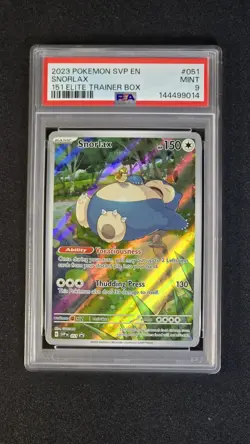 Snorlax Full Art 051 PSA 9 Mint Pokemon 151 ETB Promo - Image 1