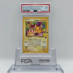 2021 Pokemon Celebrations Classic Coll Black Star #24 Birthday Pikachu Holo PSA9 - Image 1