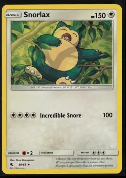Snorlax 50/68 Pokemon Hidden Fates Rare Near Mint - Image 1