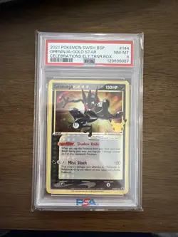 2021 POKEMON SWSH BLACK STAR PROMO #144 GRENINJA GOLD STAR CELEBRATIONS PSA 8 - Image 1