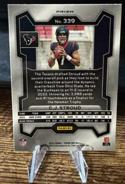 2023 Panini Prizm CJ Stroud Silver Prizm Rookie RC #339 Houston Texans - Image 2