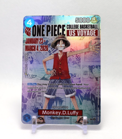2026 MONKEY D. LUFFY COLLEGE BASKETBALL PROMO P-055 ONE PIECE CARD GAME NM - Image 1