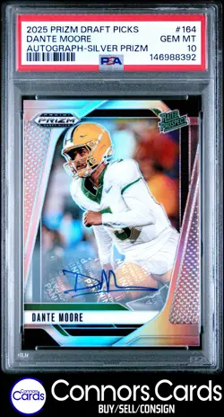 Dante Moore Auto PSA 10 2025 Panini Prizm Draft Picks #164 Silver Prospect - Image 1