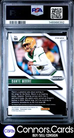 Dante Moore Auto PSA 10 2025 Panini Prizm Draft Picks #164 Silver Prospect - Image 2