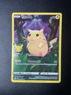 Pikachu 5/25 Pokemon Celebrations 25th Anniversary Base Set Full Art Card LP - Image 1