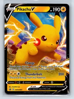 Pikachu V SWSH: Sword & Shield Promo Cards #SWSH061 Pokemon Card TCG - NM - Image 1