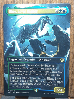 MTG🌳🌊 Blue, Loyal Raptor (Borderless) Universes Beyond: Jurassic World Col❤.. - Image 1