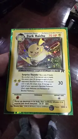 Pokemon Dark Raichu 83/82 Team Rocket Secret Rare SWIRL Holo Unlimited - Image 4