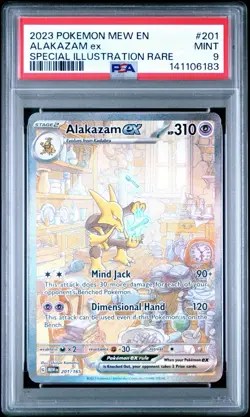 2023 POKEMON MEW EN-151 SPECIAL ILLUSTRATION RARE #201 ALAKAZAM EX PSA 9 - Image 1