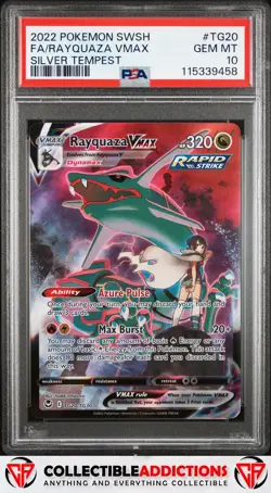 2022 Pokemon Sword & Shield Silver Tempest #TG20 Rayquaza Vmax PSA 10 Gem Mint - Image 1