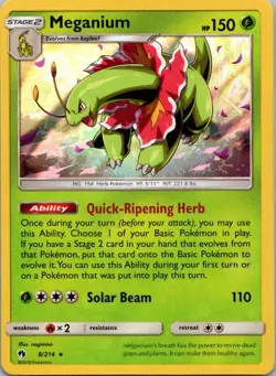 Pokemon TCG Meganium 8/214 Lost Thunder Holo NM - Image 1