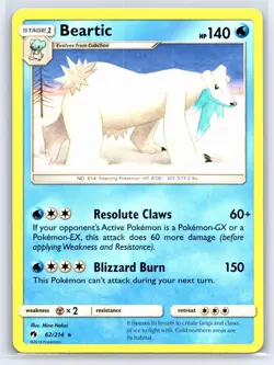 2018 Pokemon TCG Beartic Lost Thunder Regular Rare 62/214 - Image 1