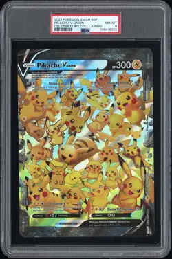2021 POKEMON SWSH BLACK STAR PROMO CELEBRATIONS COLL-TAG PIKACHU V-UNION PSA 8 - Image 1