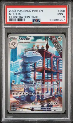 2023 POKEMON PAR EN-PARADOX RIFT ILLUSTRATION RARE #208 STEELIX PSA 9 - Image 1