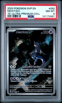 Pokemon Scarlet & Violet 2023 Mewtwo 52 Black Star Promo Full Art Holo PSA 8 - Image 1