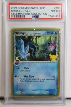2021 POKEMON SWSH BLACK STAR PROMO CELEBRATIONS COLL #136 MIMIKYU-HOLO PSA 8 - Image 1