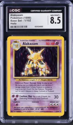 1999 Pokemon Alakazam Base Set Unlimited Holo Mint 1/102 CGC 8.5 - Image 1