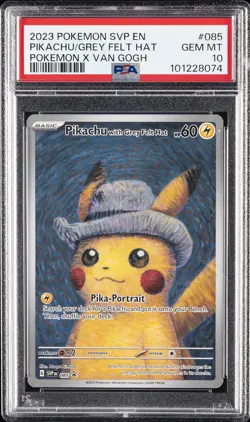 2023 POKEMON SVP EN-SV BLACK STAR PROMO #085 PIKACHU WITH GREY FELT HAT PSA 10 - Image 1