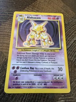 Pokemon Rare Alakazam 001/102 Base Set Holo - Image 1