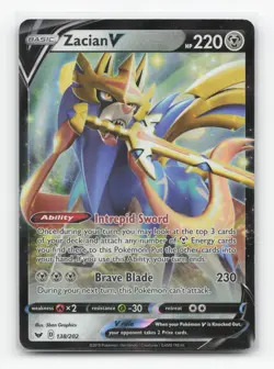 Pokemon TCG - Zacian V 138/202 Near Mint Holo V Rare Sword & Shield - Image 1