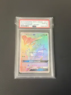 2018 POKEMON SUN & MOON LOST THUNDER SECRET #217 FULL ART/VIRIZION GX PSA 10 - Image 1