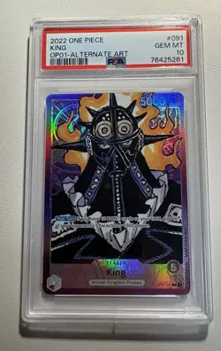 2022 One Piece Romance Dawn King Alt Art Leader OP01-091 English PSA 10 Gem Mint - Image 1