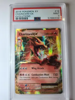 2016 POKEMON XY EVOLUTIONS CHARIZARD EX HOLO PSA 9 MINT #12/108 - Image 1