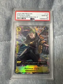 Roronoa Zoro (Illustration Box Vol.3) OP07-113 One Piece Promotion Cards PSA 10 - Image 1