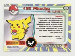 Pikachu 1999 Topps #25 Pokemon Card Blue Logo TV Animation Non Holo NM - Image 2