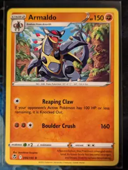 Pokemon TCG Armaldo Silver Tempest 096/195 Regular Rare - Image 1