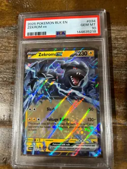 POKEMON 2025 Black Bolt ZEKROM EX #034 PSA 10 Gem Mint RARE - Image 1