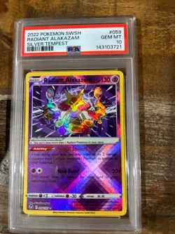 POKEMON 2022 Silver Tempest RADIANT ALAKAZAM #059 PSA 10 Gem Mint RARE - Image 1