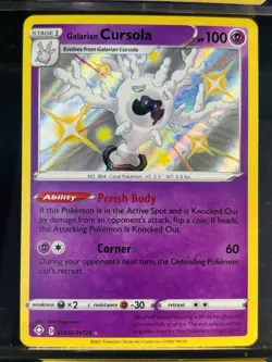 Shining Fates Shiny Pokemon TCG Galarian Cursola SV050 Shiny Vault NM (SKU 1-3) - Image 1