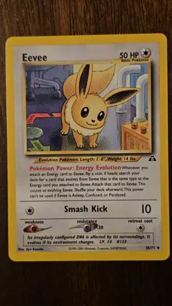 Pokemon TCG Eevee 38/75 Neo Discovery Regular Uncommon Basic 50 HP 2001 - Image 1
