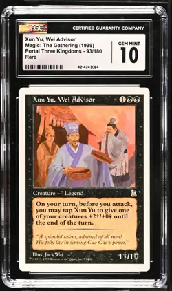 Xun Yu, Wei Advisor - CGC 10 - Portal Three Kingdoms - Rare - Magic MTG - Image 1