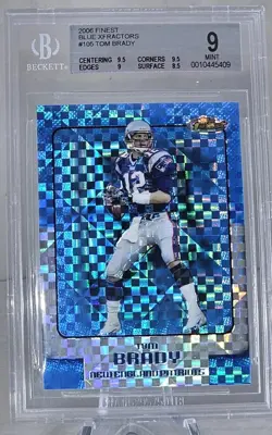2006 Topps Finest TOM BRADY Blue Xfractor /150 BGS 9 RARE SP Refractor GOAT #105 - Image 1