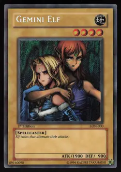 Gemini Elf LON-000 Secret Rare Labyrinth of Nightmare 1st Edition Yu-Gi-Oh - Image 1