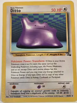 Pokemon Vintage Ditto Card Non Holo Rare 18/62 Fossil 1999 WOTC - Image 1