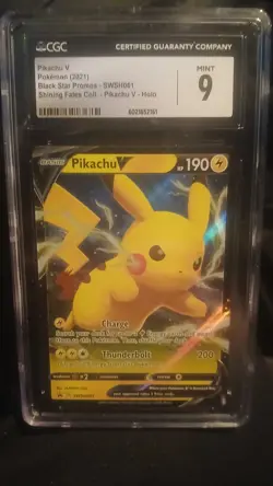 Pokemon 2021 Pikachu v SWSH061 Sword & Shield Black Star Promo Card - Image 1