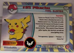 Topps Pokemon Card #25 Pikachu Blue Logo LP - Image 2