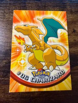 Topps Charizard Pokemon Card #06 Non-Holo Blue Label Logo LP-MP - Image 1